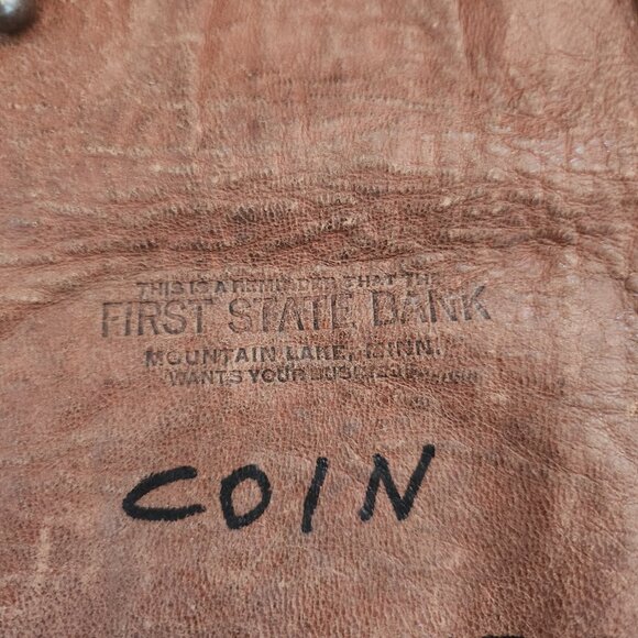 Vintage First State Bank Mountain Lake Minn. Leather Coin Sleeve Pouch Money Bag - Picture 3 of 7